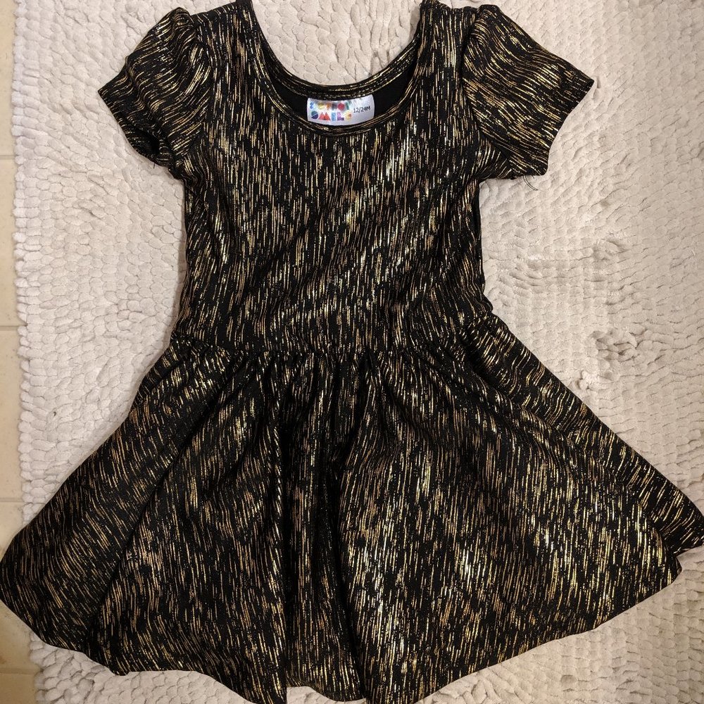 Dot Dot Smile Black and Gold Dress - 12/24mo